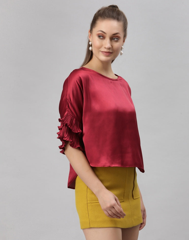 Maroon Box Fit Top | SLV259TK5023