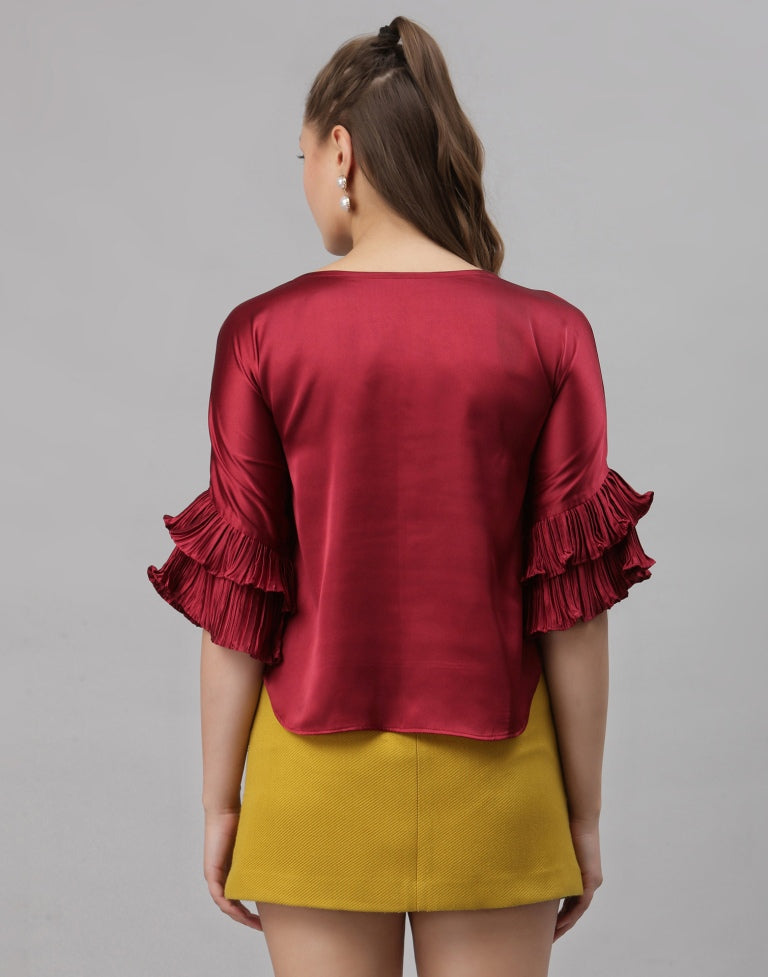Maroon Box Fit Top | SLV259TK5023