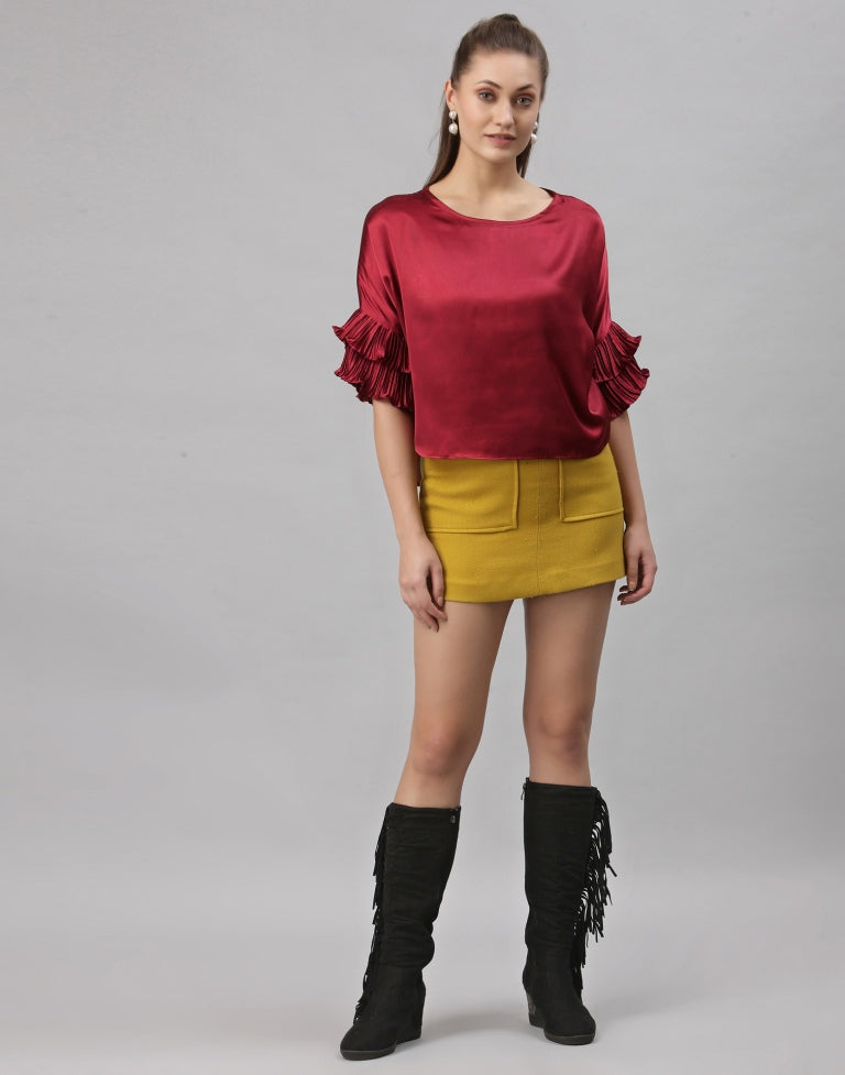 Maroon Box Fit Top | SLV259TK5023