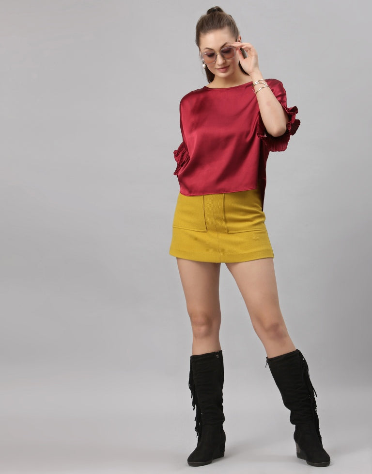 Maroon Box Fit Top | SLV259TK5023