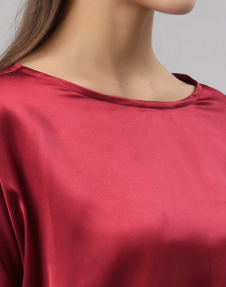 Maroon Box Fit Top | SLV259TK5023