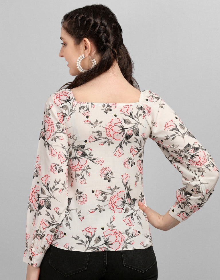 Beige Printed Top | SLV262TK5043