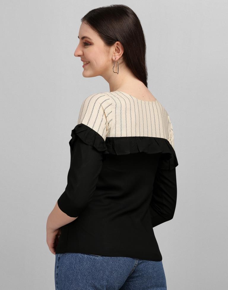 Black Colored Rayon Colour Block Top | SLV263TK5051