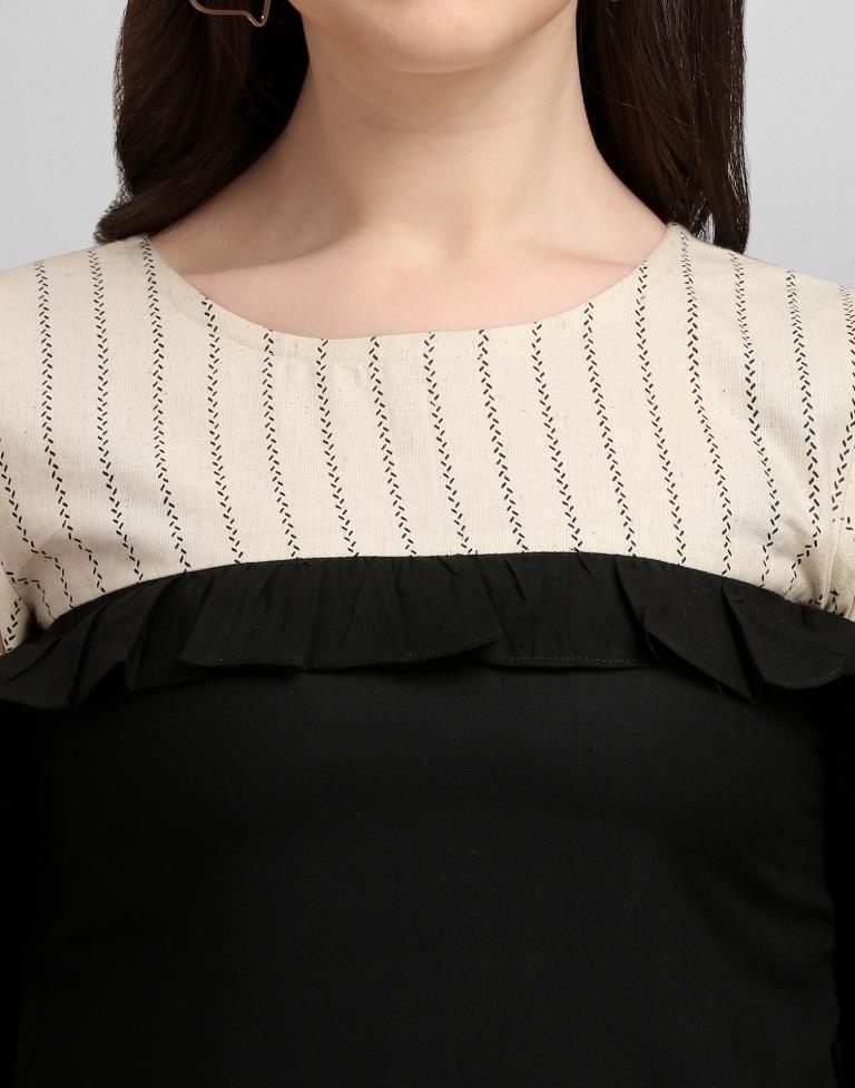 Black Colored Rayon Colour Block Top | SLV263TK5051