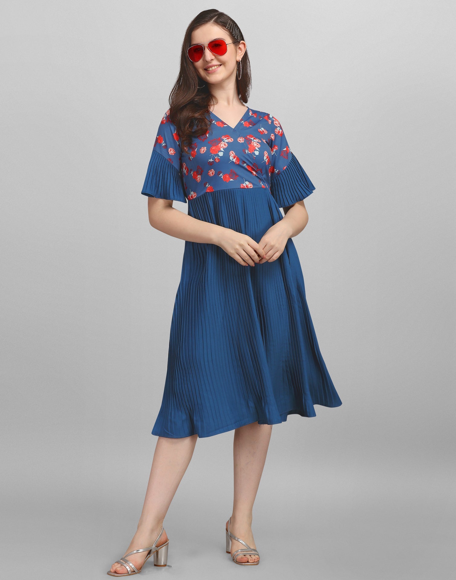 Teal Pleated Dress