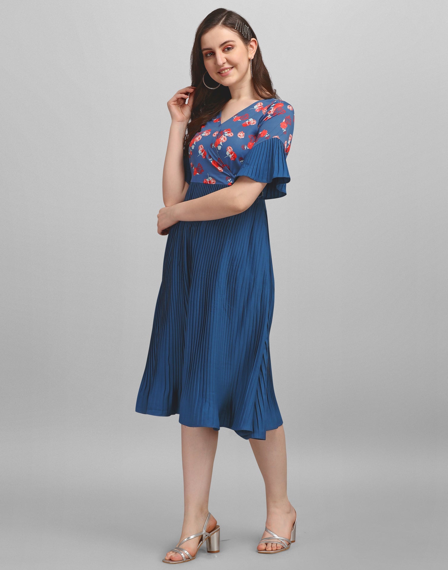 Teal Pleated Dress