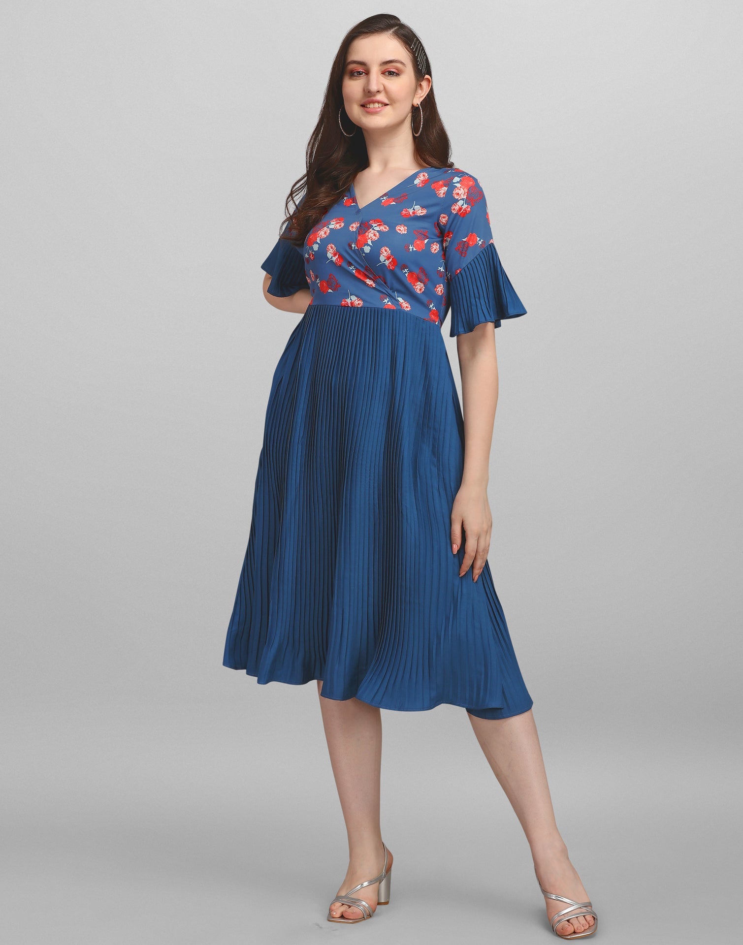 Teal Pleated Dress