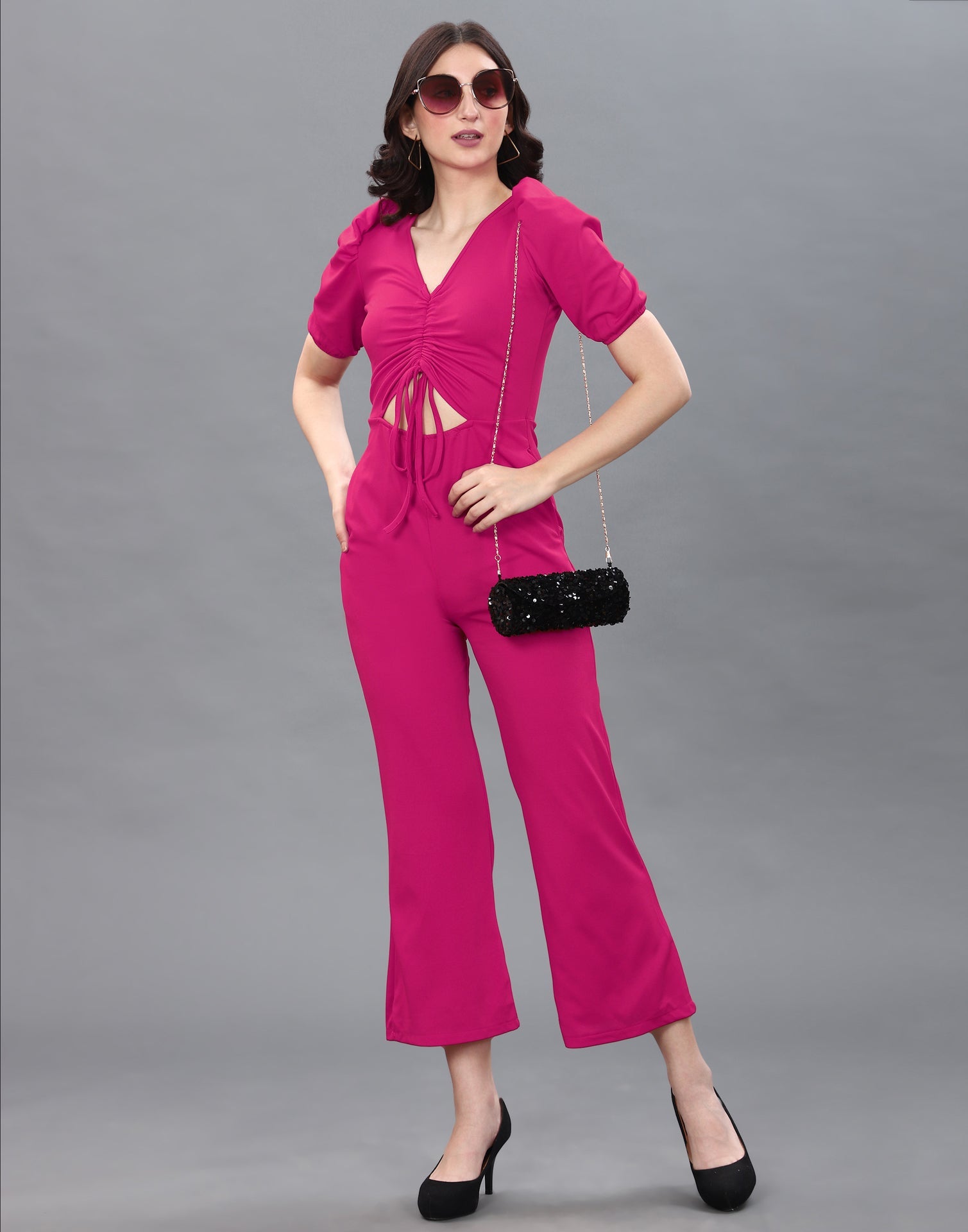 Hot Pink Knitted Jumpsuit