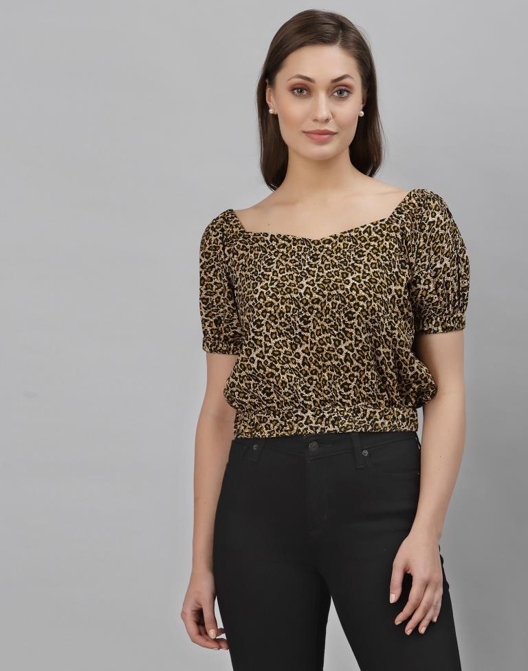 Brown Animal Printed Top | SLV294TK152