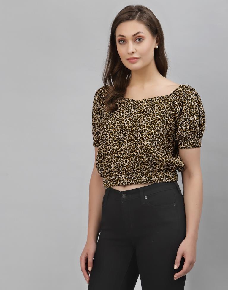 Brown Animal Printed Top | SLV294TK152