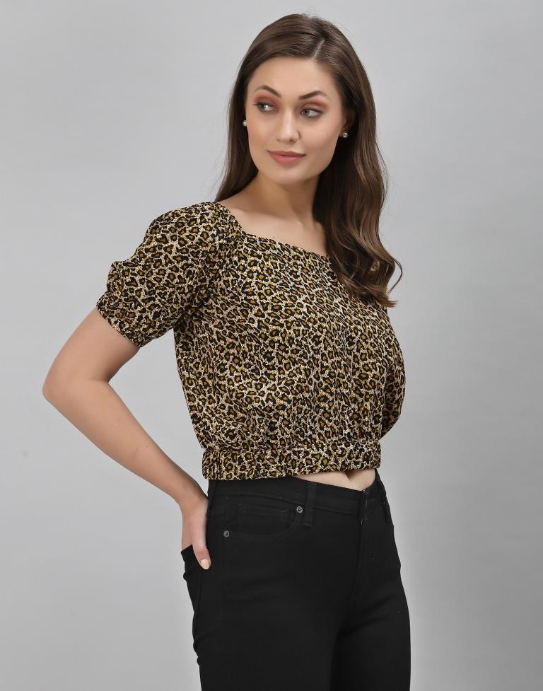 Brown Animal Printed Top | SLV294TK152