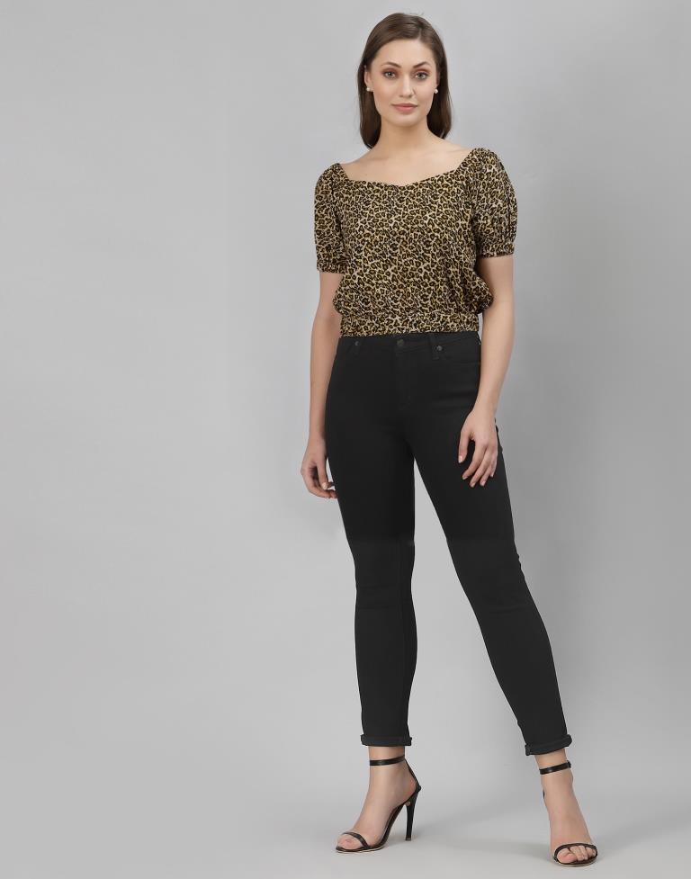 Brown Animal Printed Top | SLV294TK152