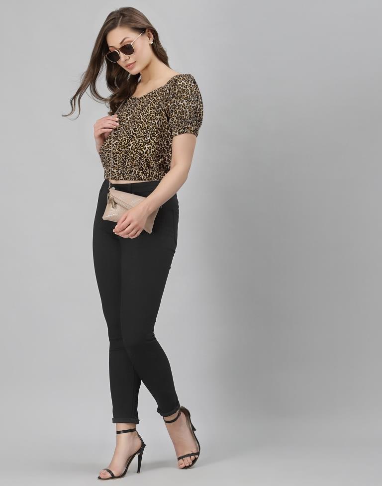Brown Animal Printed Top | SLV294TK152