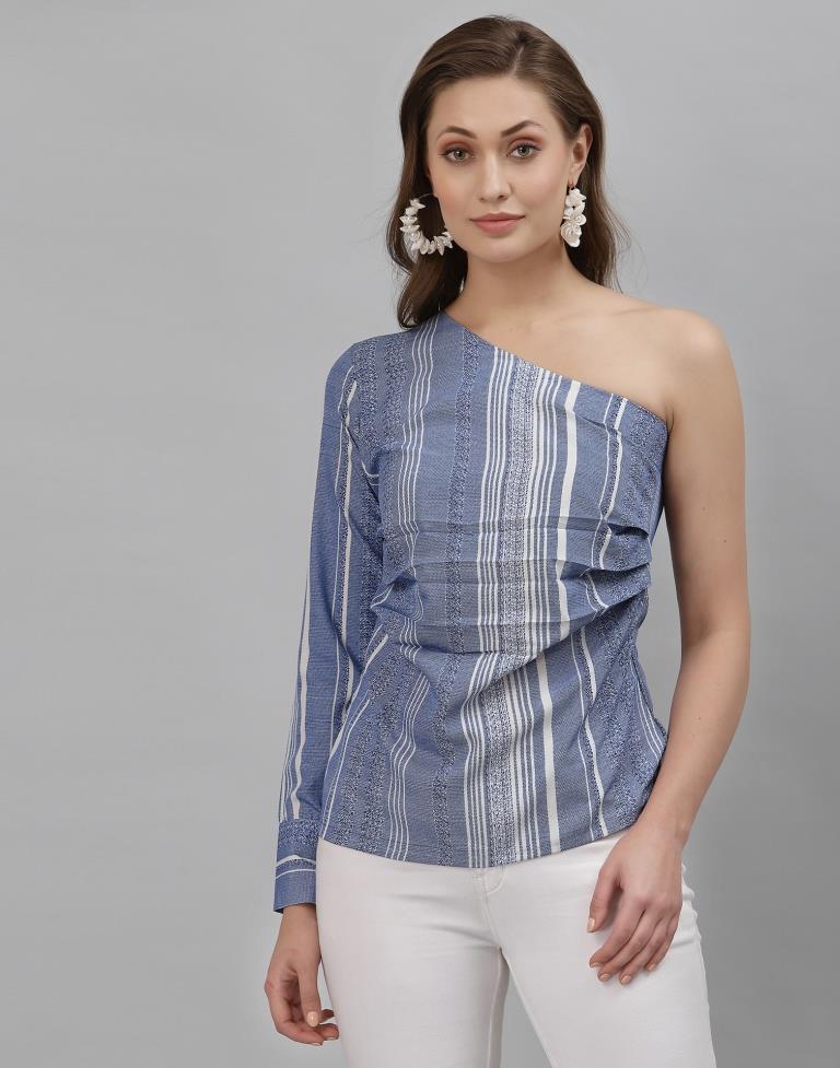 Blue Printed Top | SLV294TK157