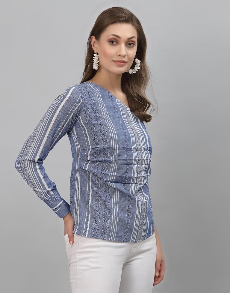 Blue Printed Top | SLV294TK157