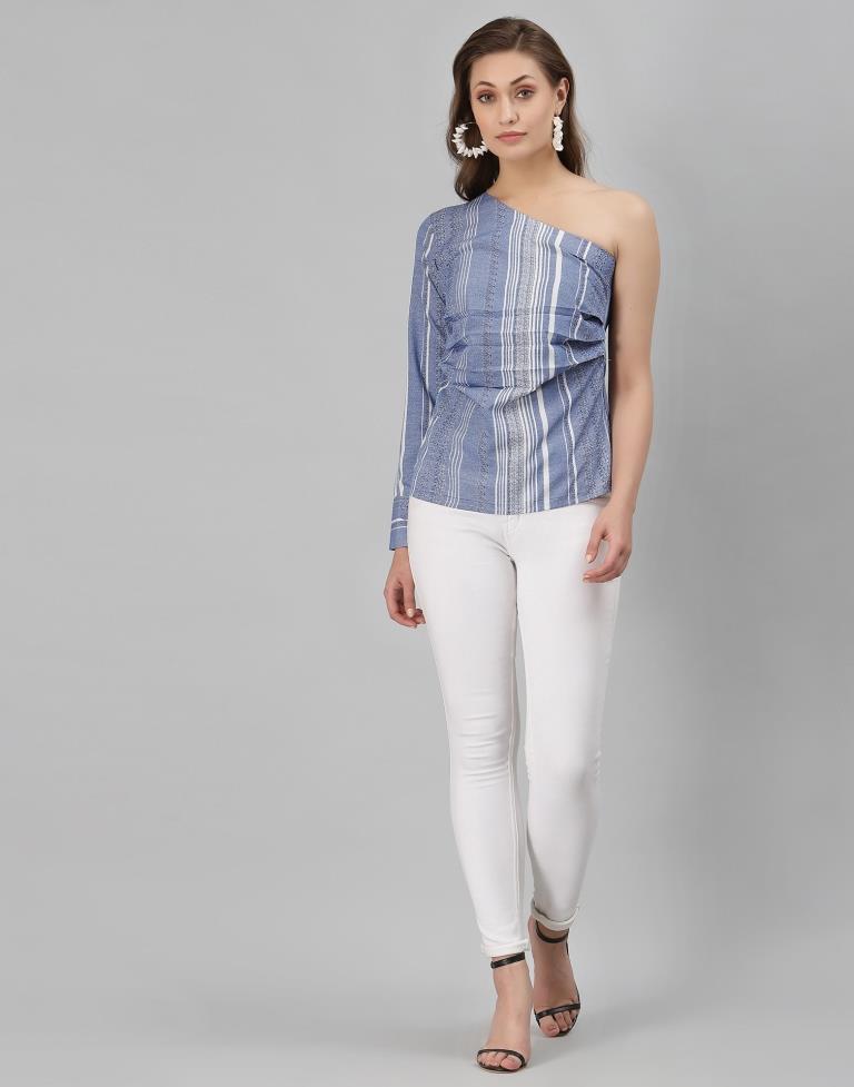 Blue Printed Top | SLV294TK157