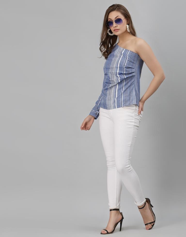 Blue Printed Top | SLV294TK157