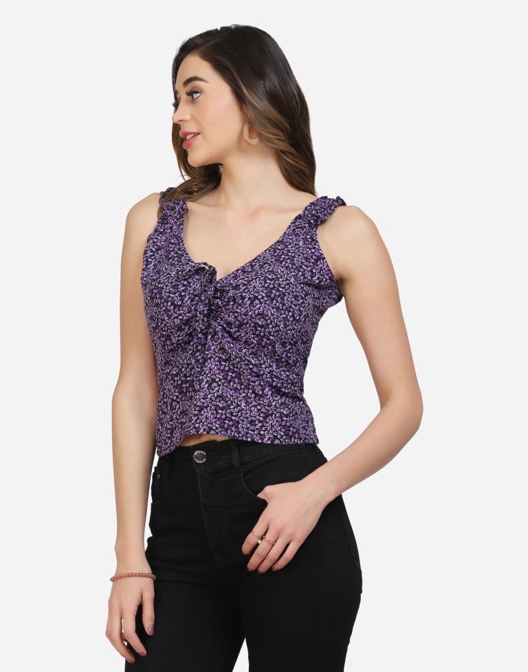 Purple Printed Top | SLV294TK158