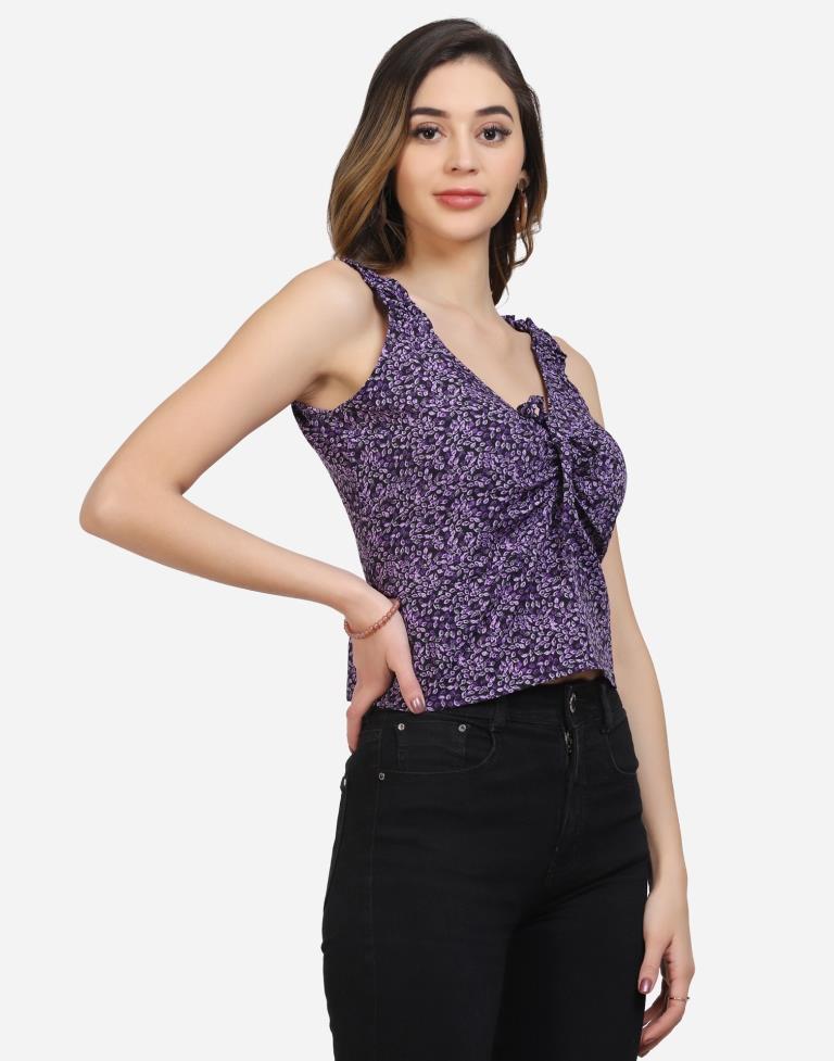 Purple Printed Top | SLV294TK158