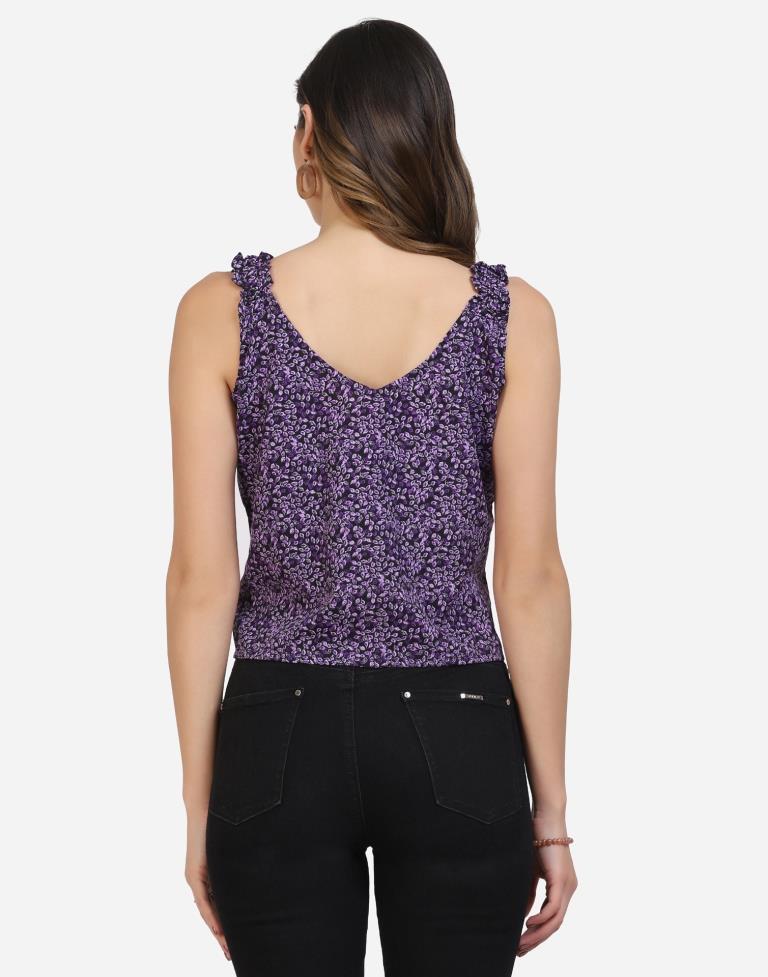 Purple Printed Top | SLV294TK158