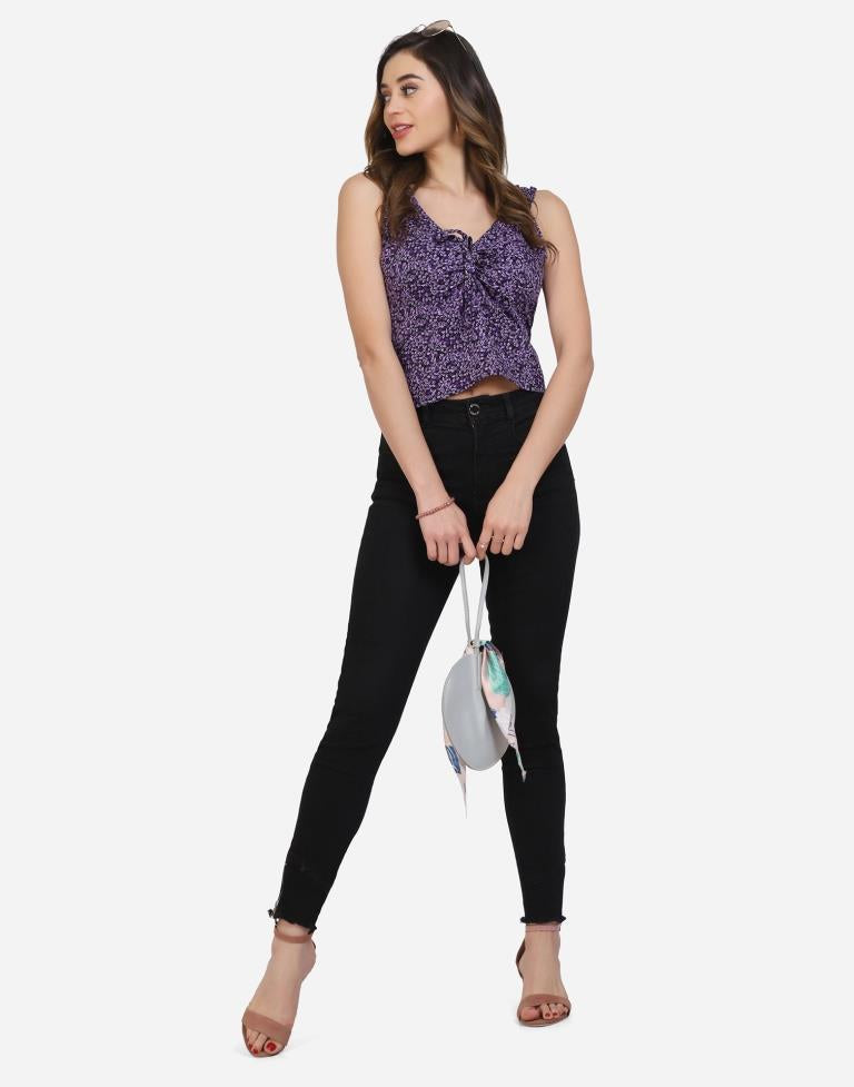Purple Printed Top | SLV294TK158
