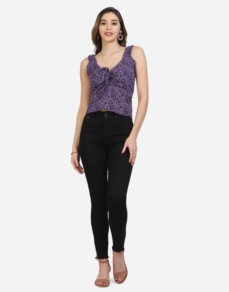 Purple Printed Top | SLV294TK158