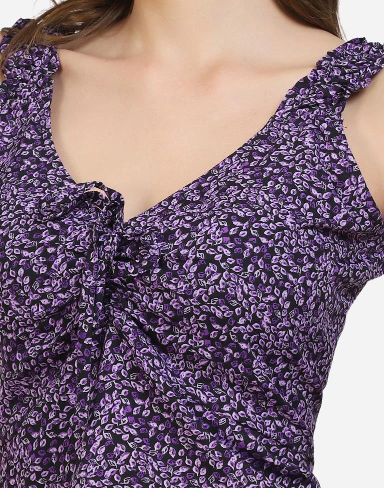 Purple Printed Top | SLV294TK158