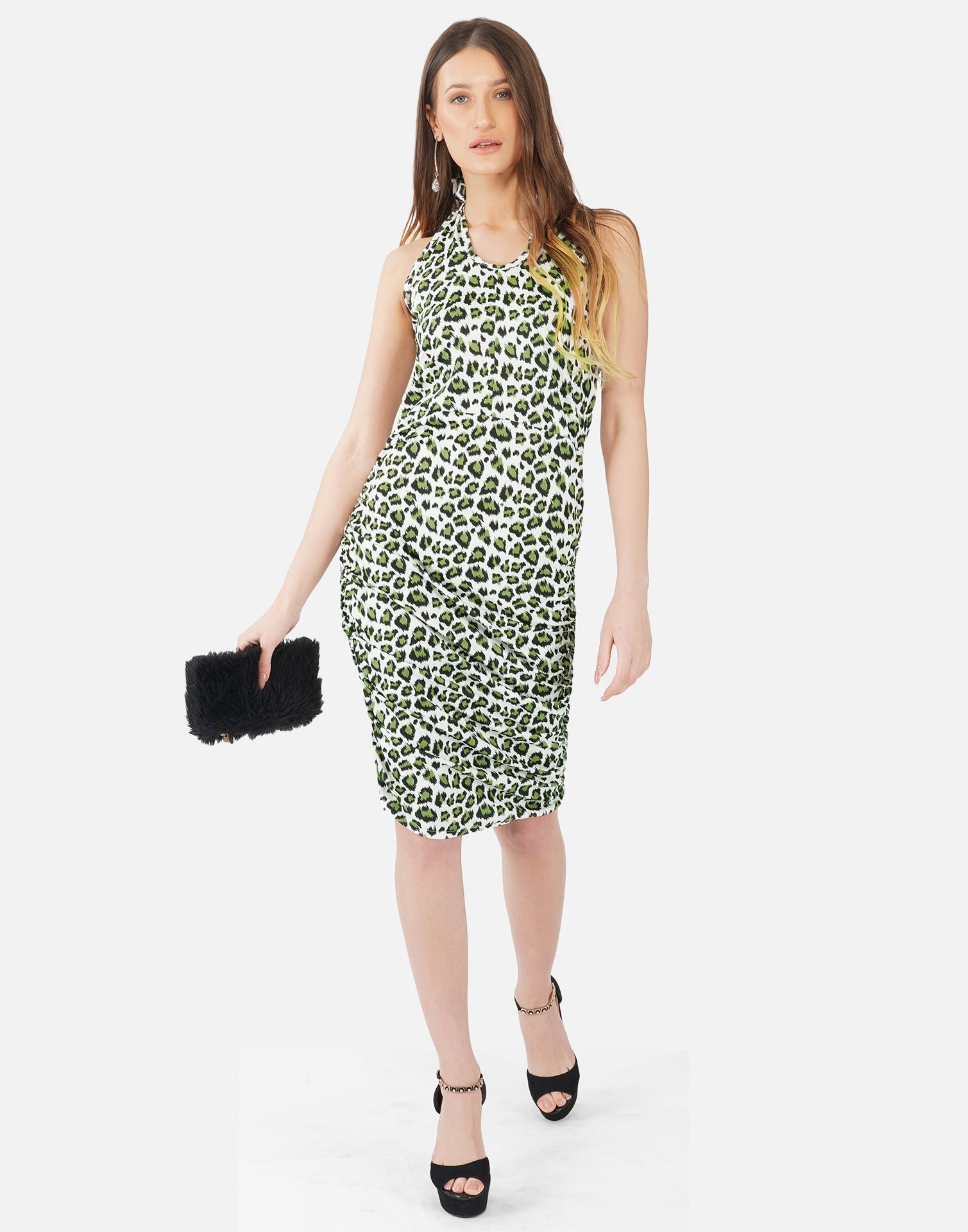 Green and White Printed Bodycon | SLV301TK8025