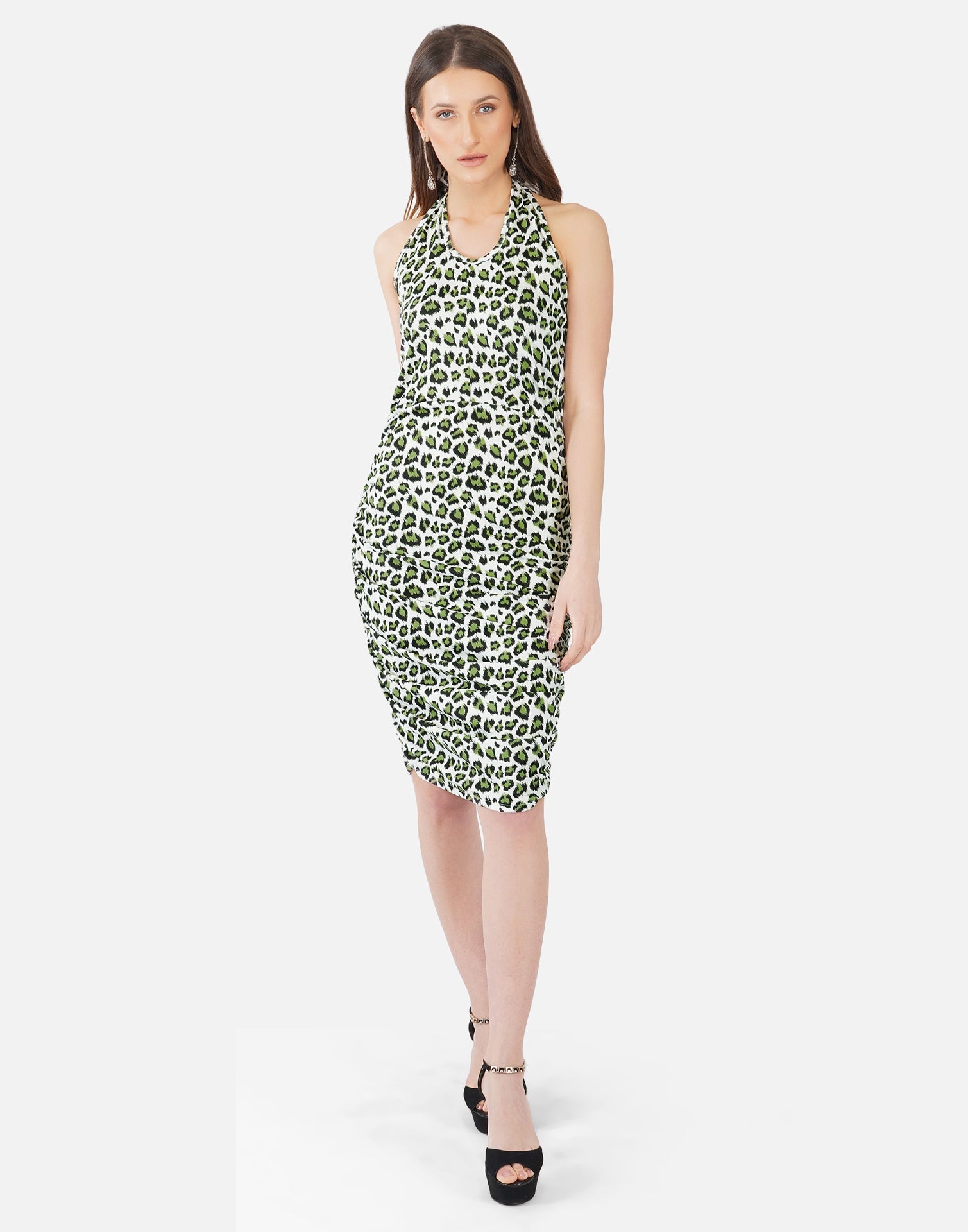 Green and White Printed Bodycon | SLV301TK8025