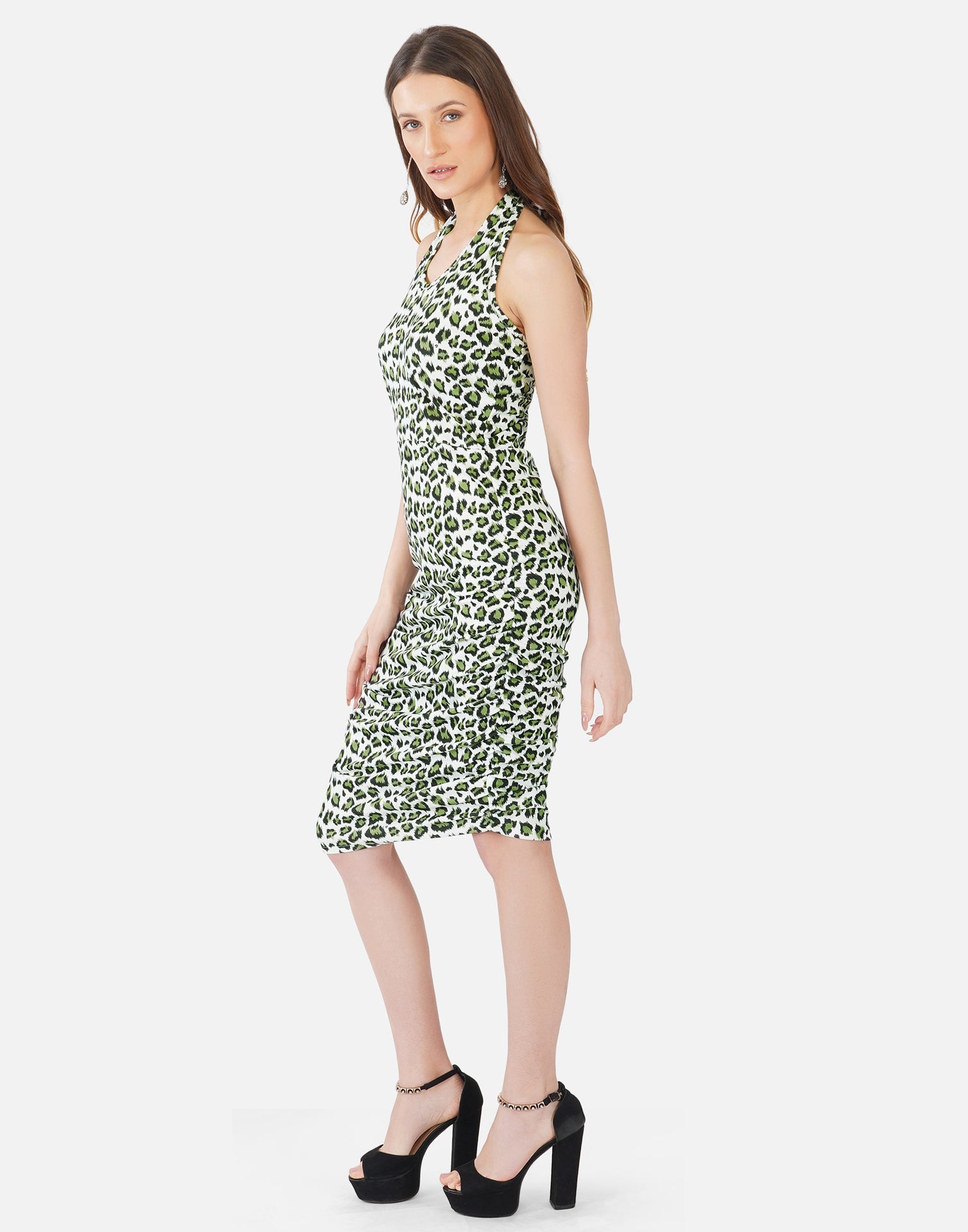 Green and White Printed Bodycon | SLV301TK8025