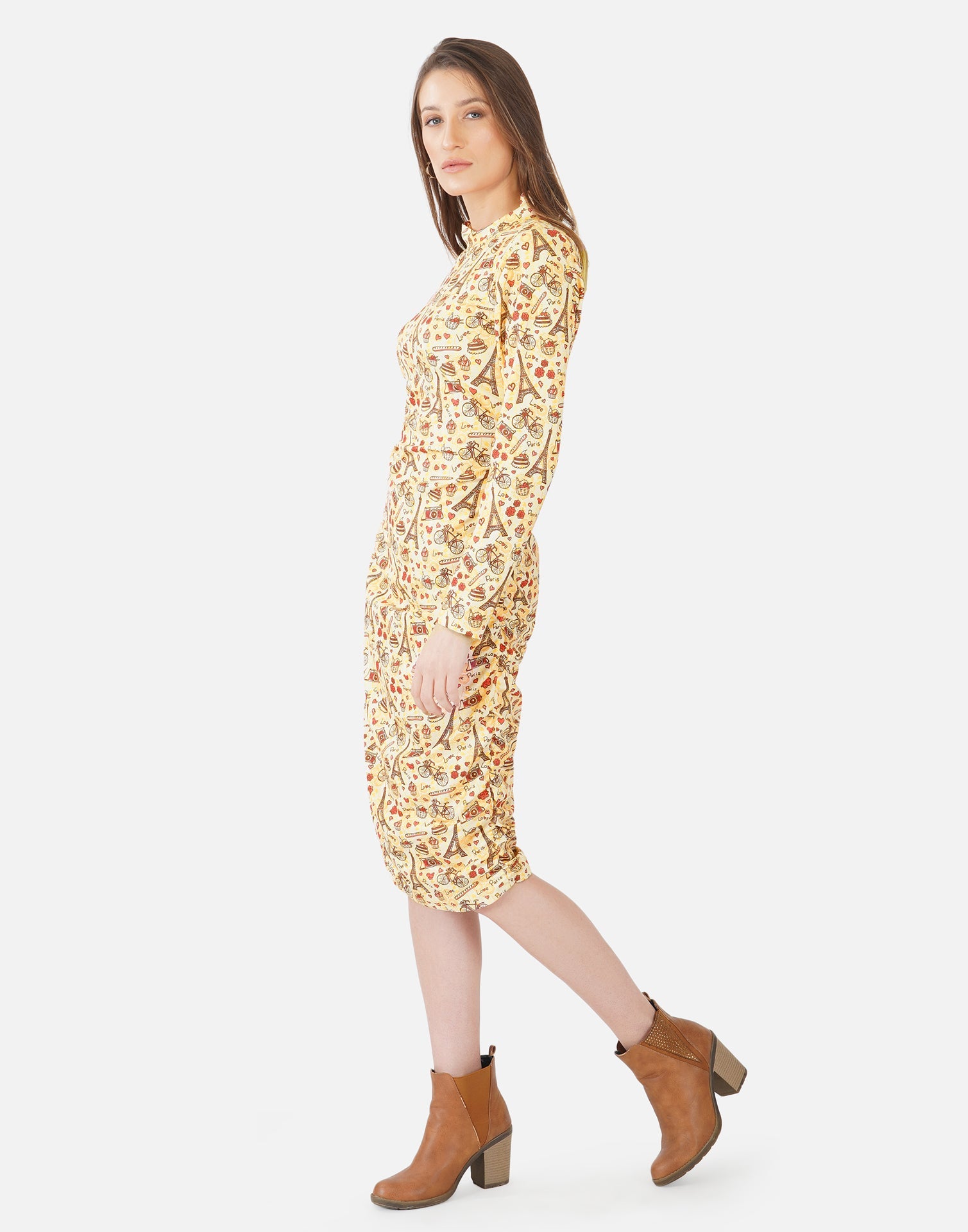 Light Yellow Printed Bodycon | SLV303TK8043