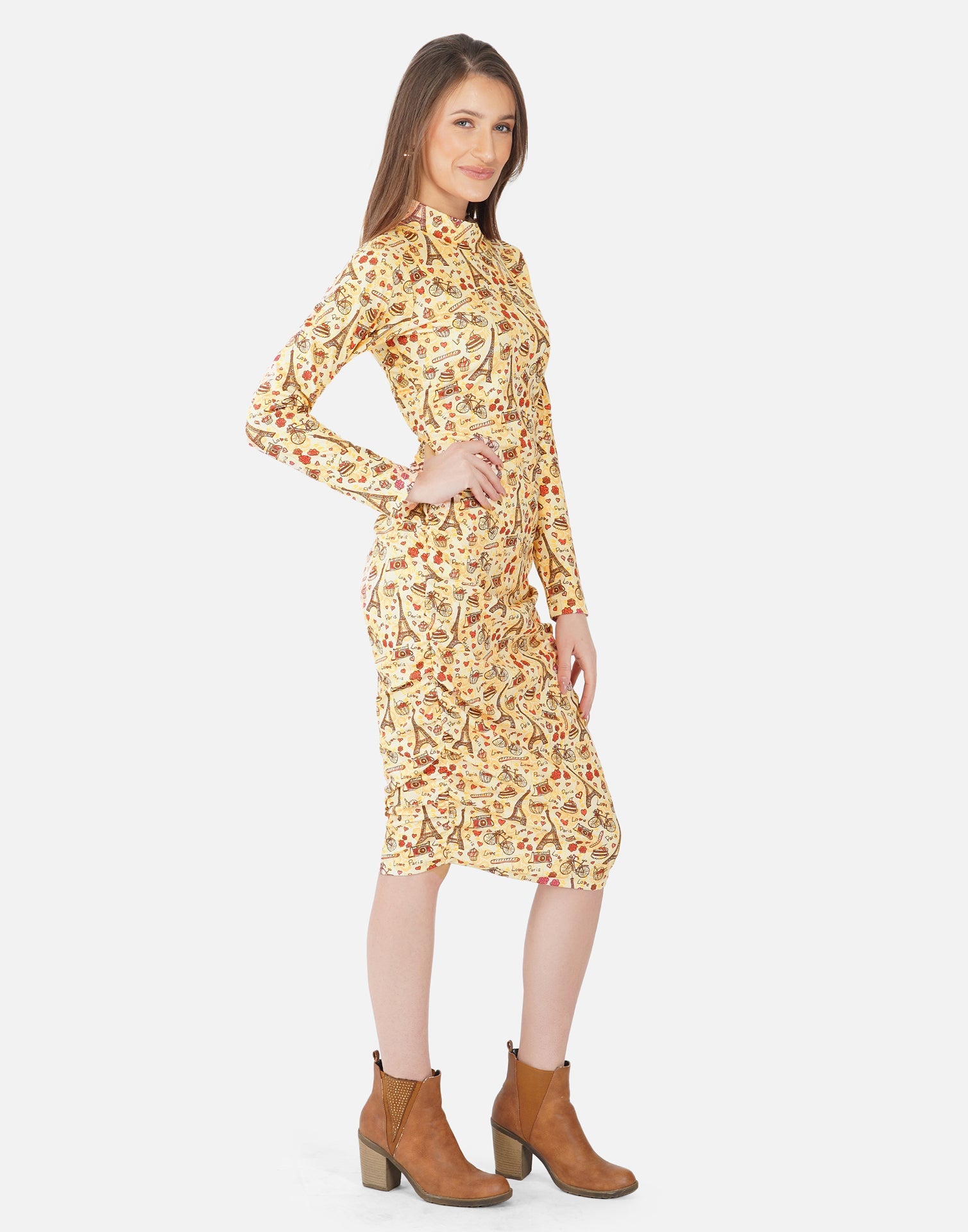 Light Yellow Printed Bodycon | SLV303TK8043
