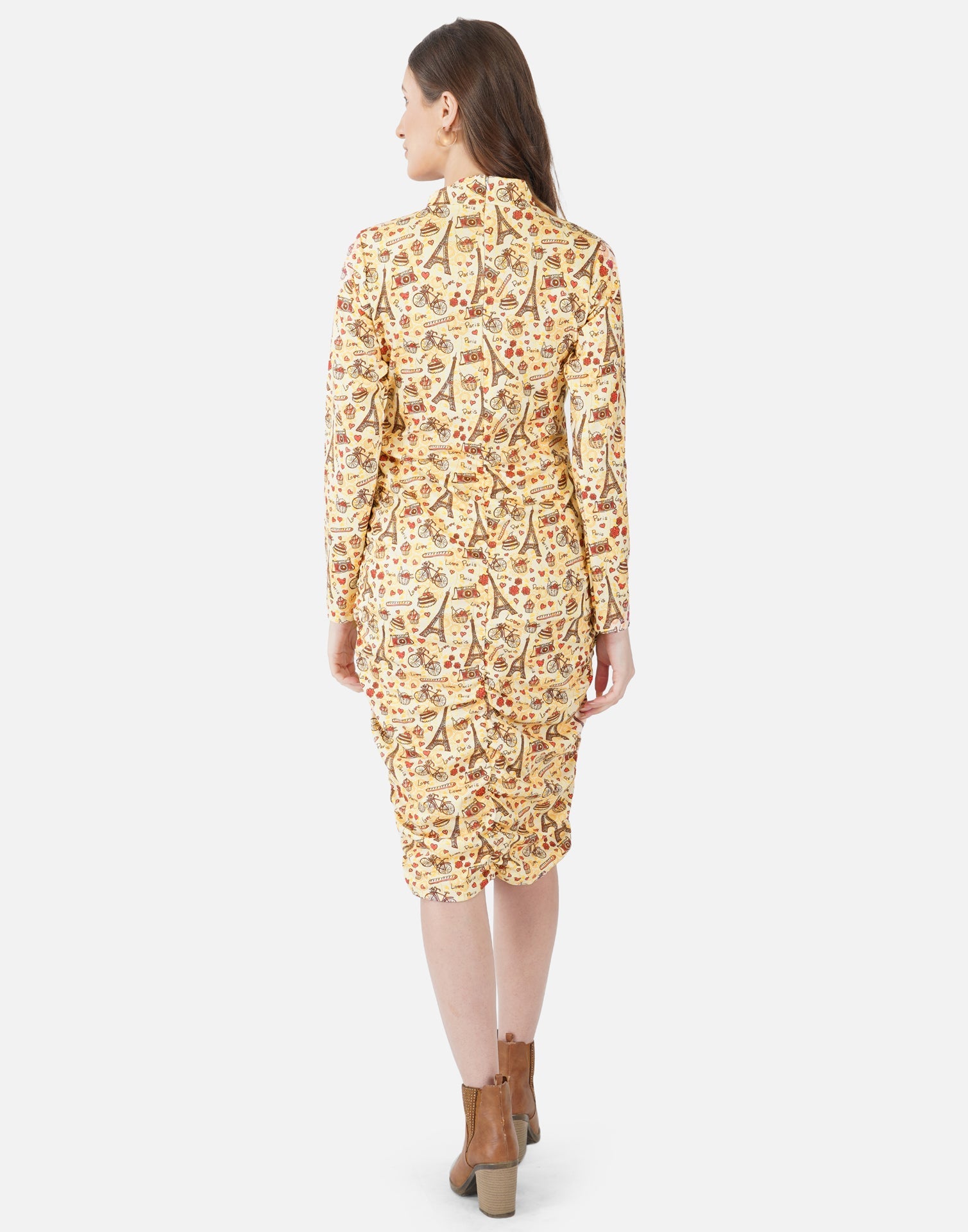 Light Yellow Printed Bodycon | SLV303TK8043