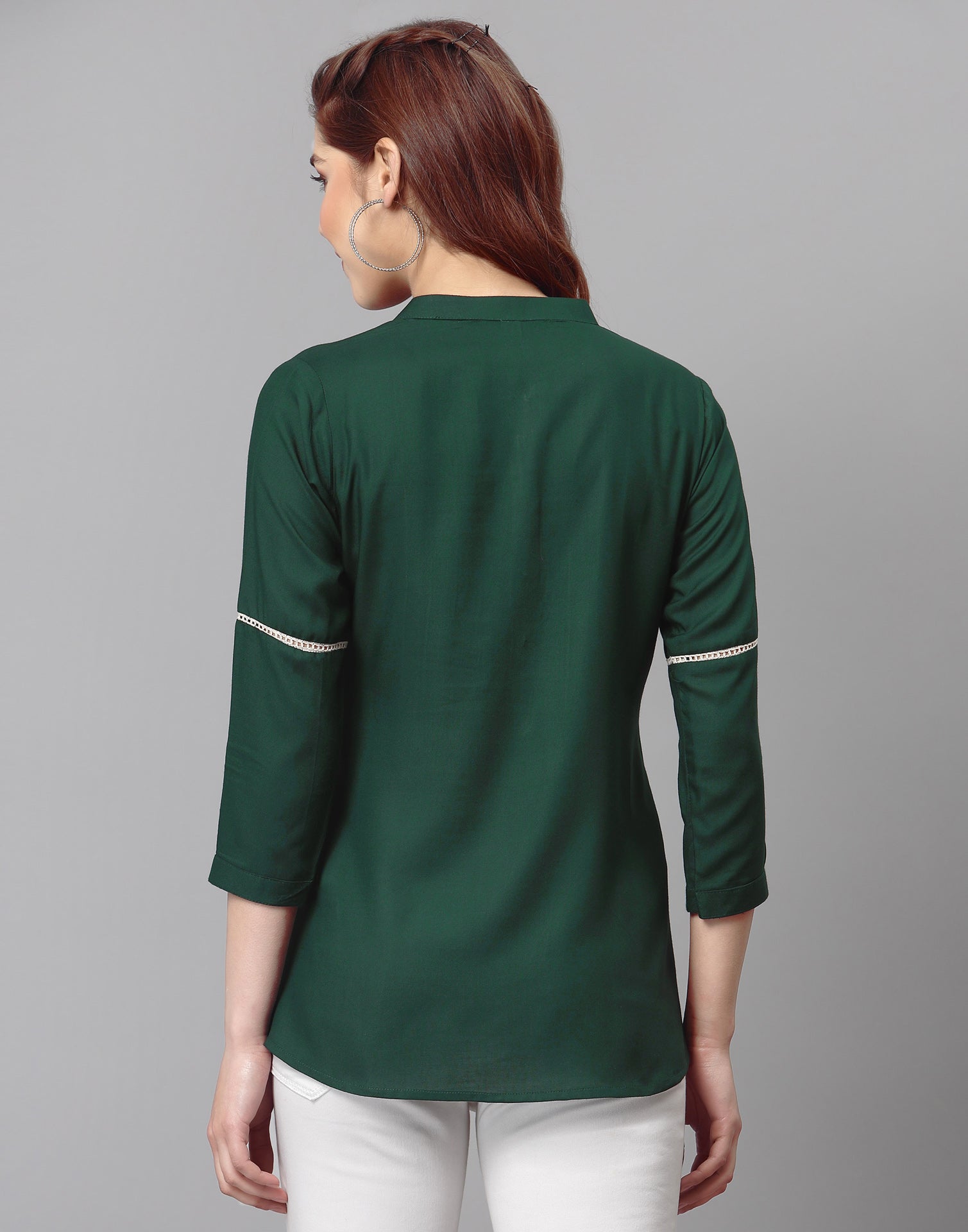 Bottle Green Pleated Tops