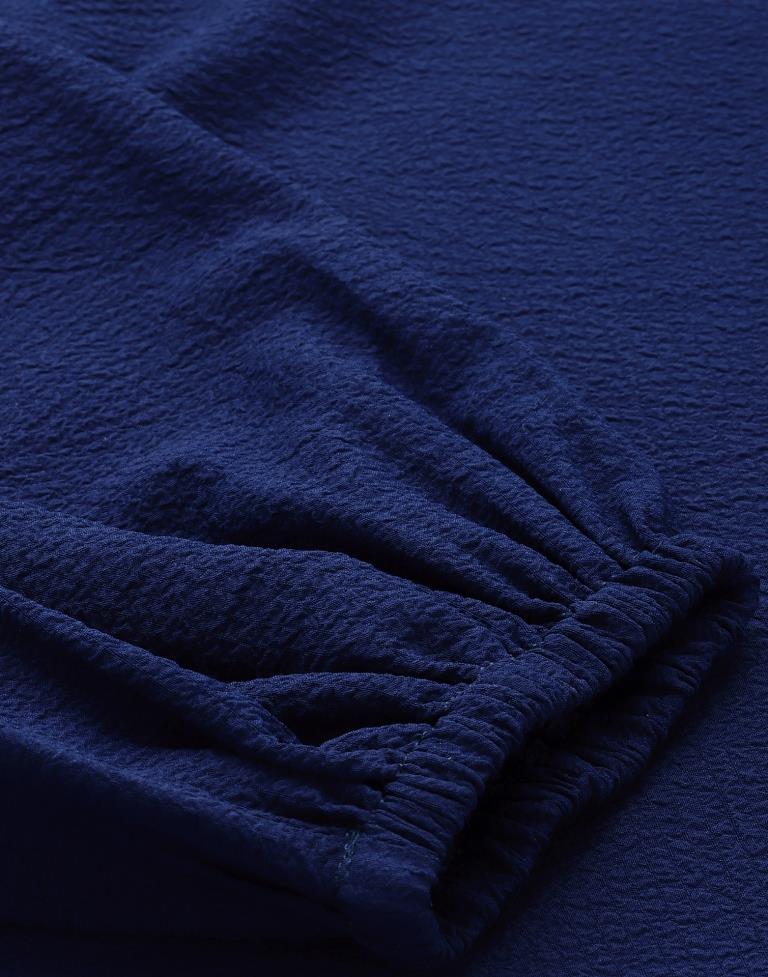 Navy Blue Puff Sleeve Top