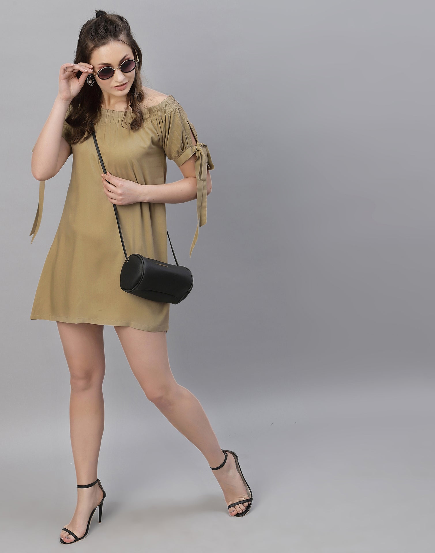 Beige Off shoulder Top