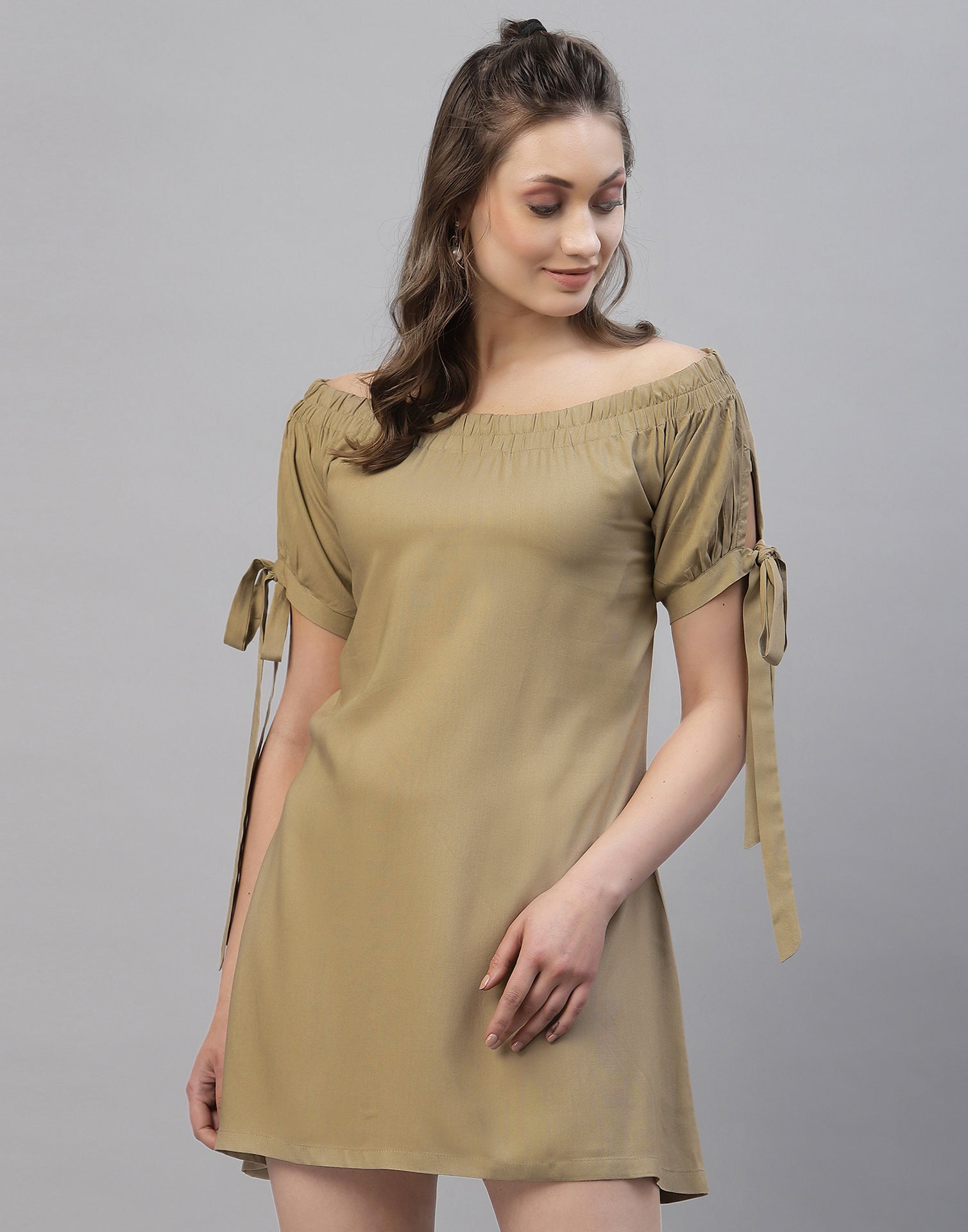 Beige Off shoulder Top