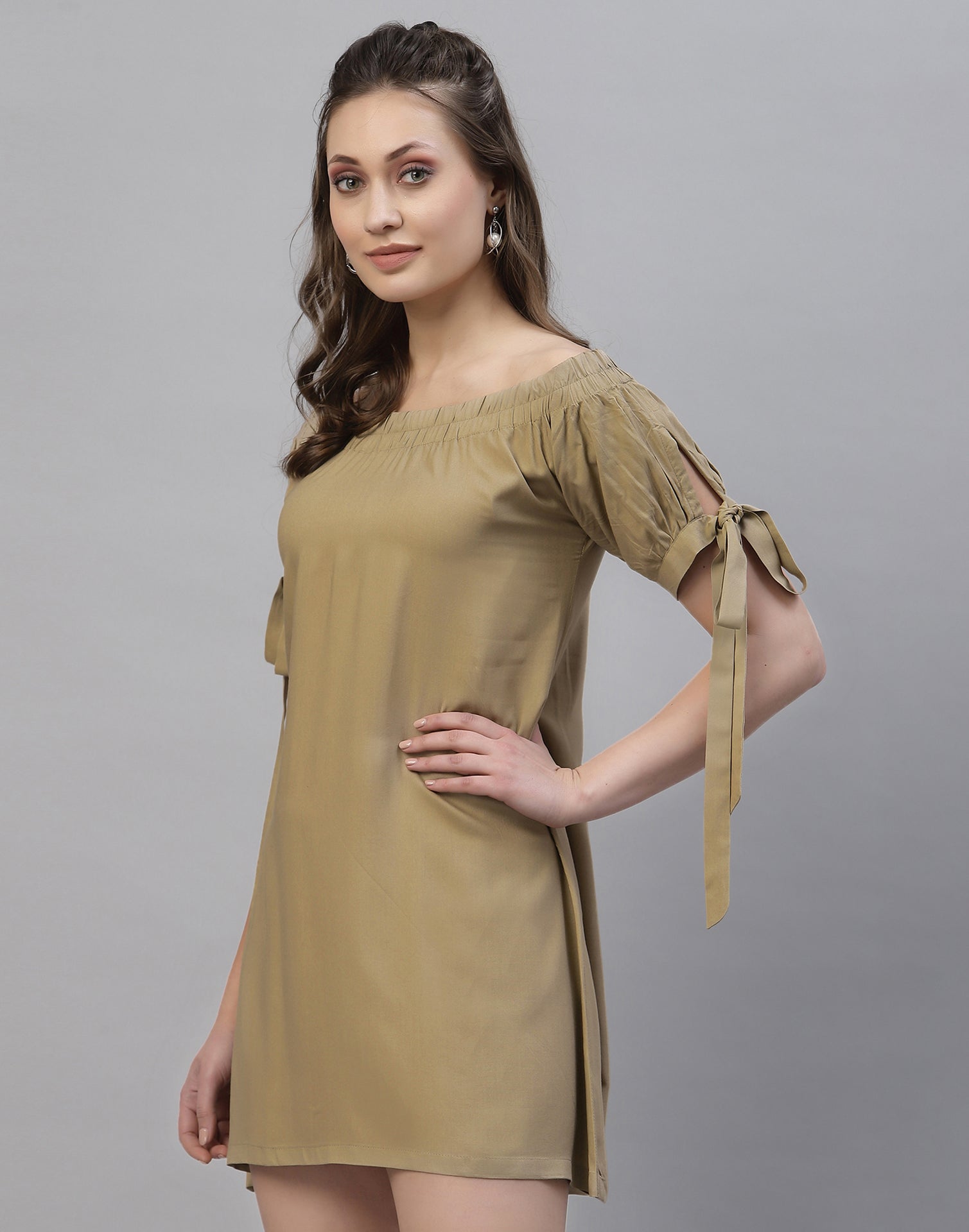 Beige Off shoulder Top
