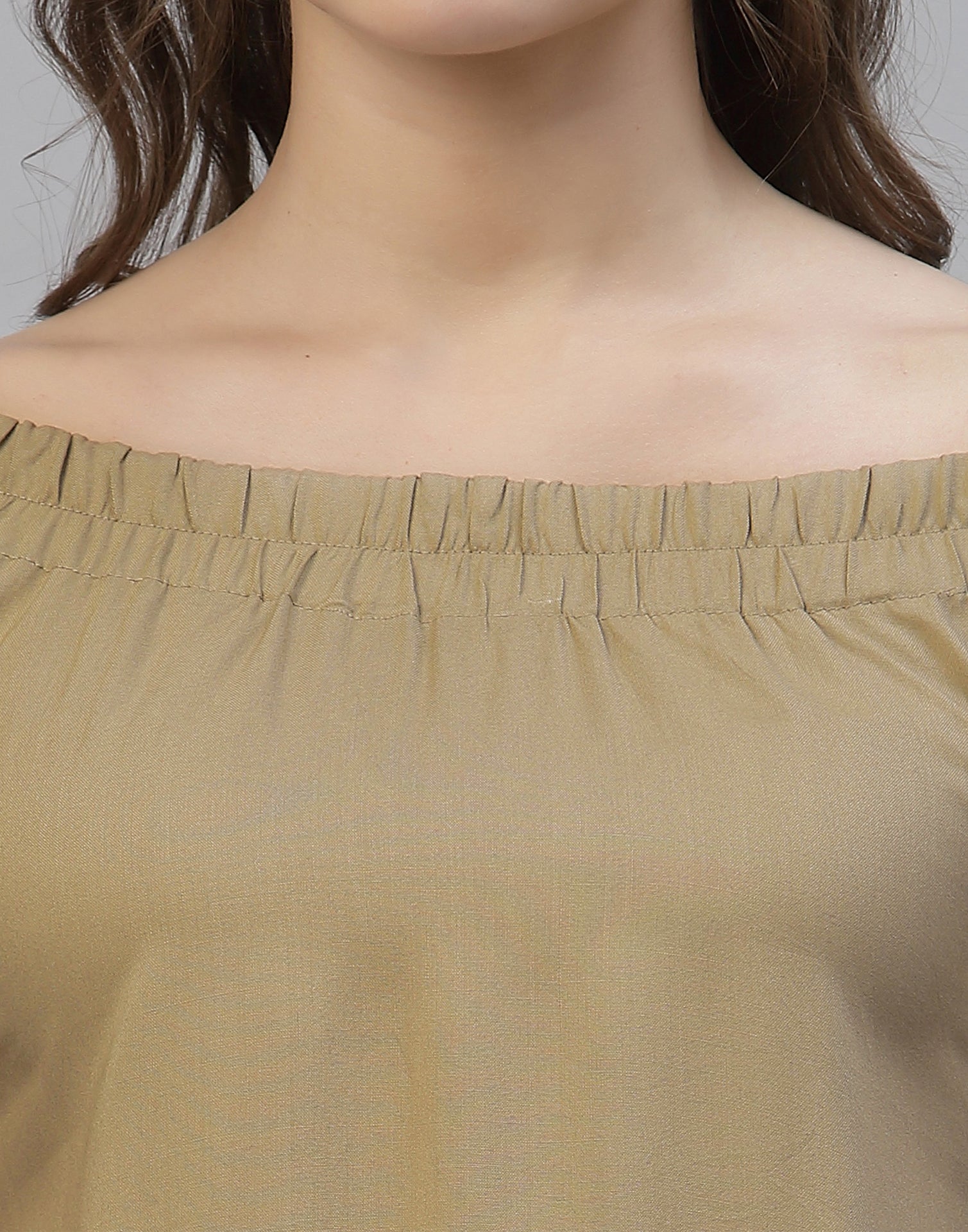 Beige Off shoulder Top