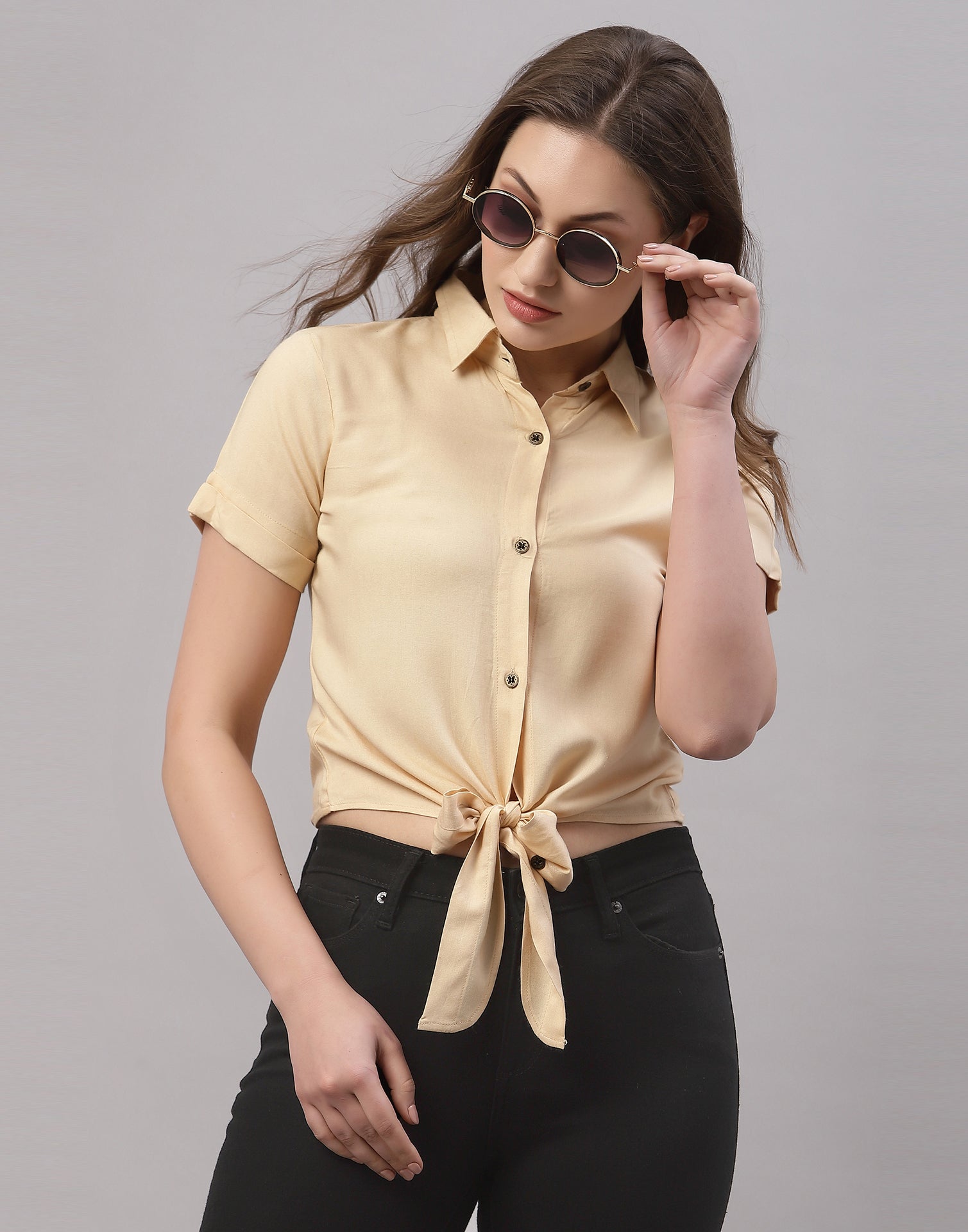 Cream Knot Top