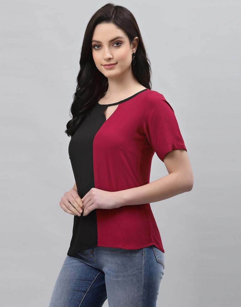 Color Block Keyhole Top
