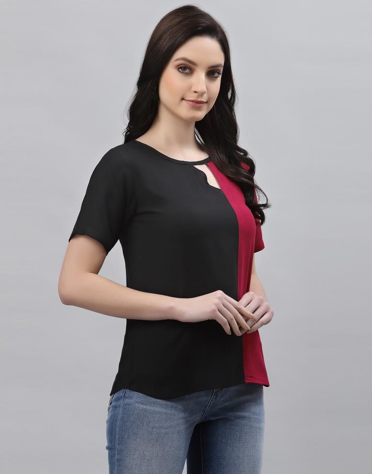 Color Block Keyhole Top