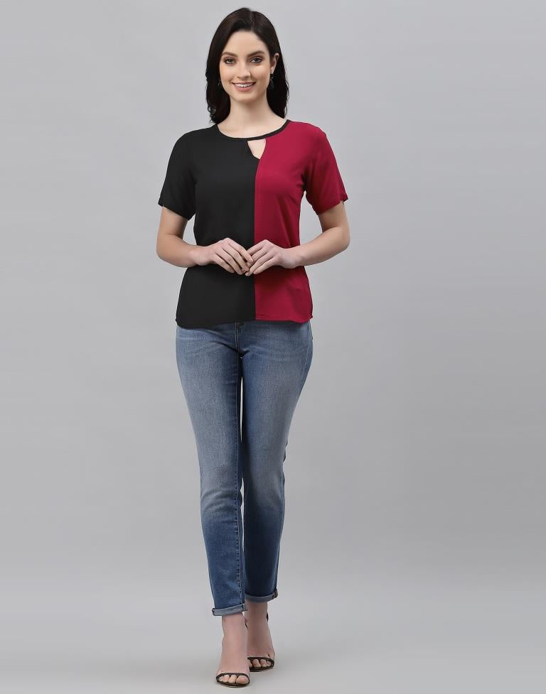 Color Block Keyhole Top