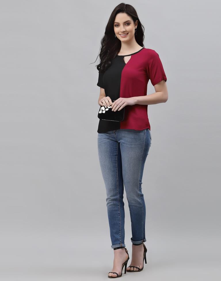 Color Block Keyhole Top