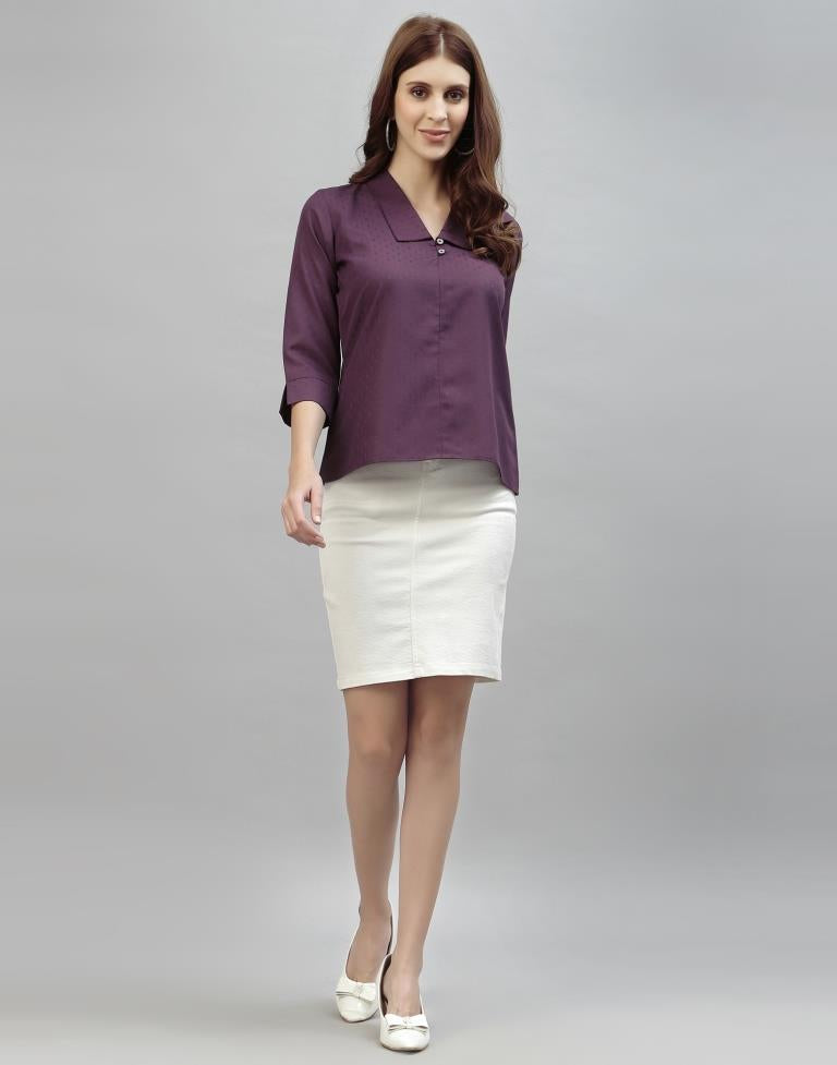 Dark Purple Self Woven Shirt