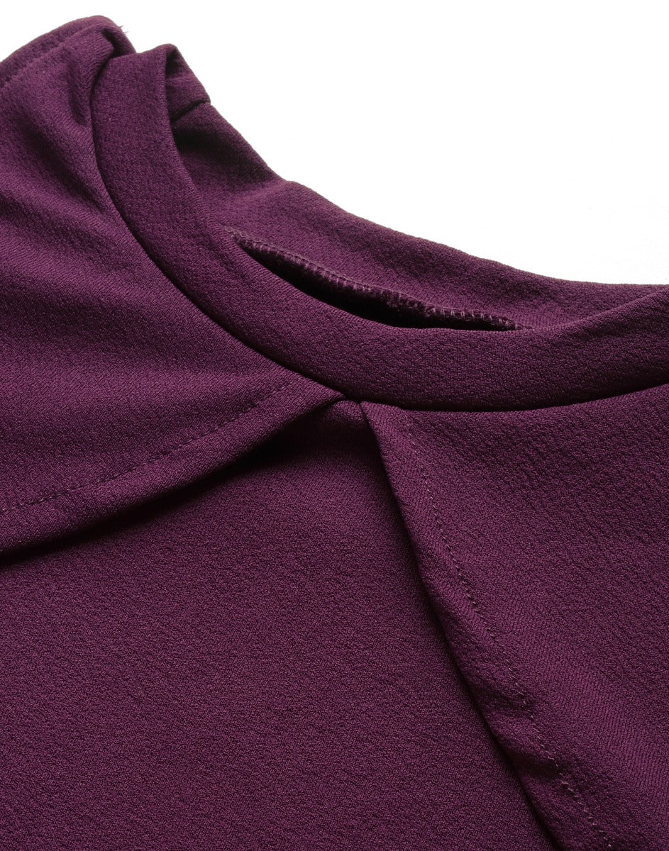 Wine Cut out Sleeve Bodycon Dress