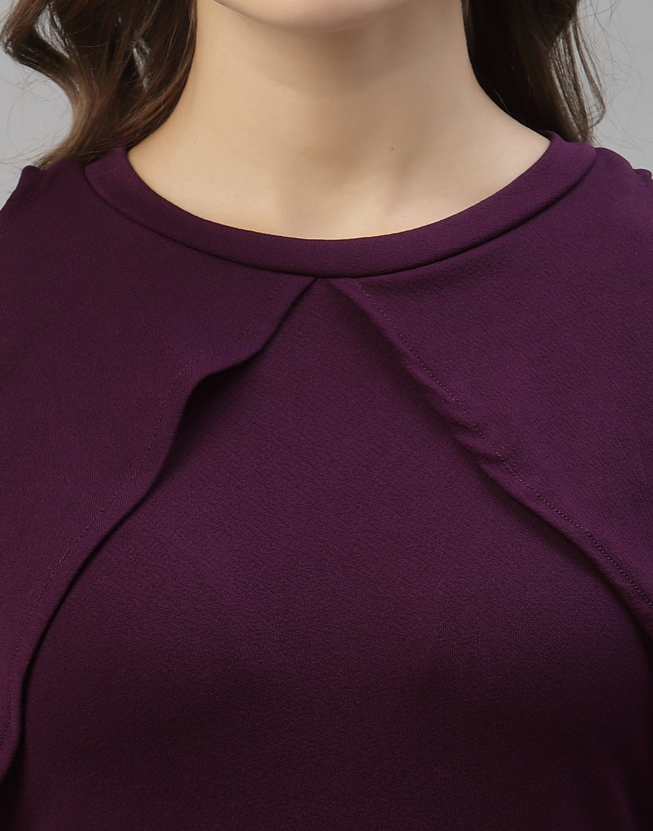 Wine Cut out Sleeve Bodycon Dress