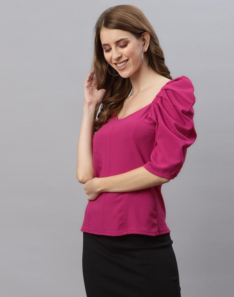 Magenta Puff Sleeve Top