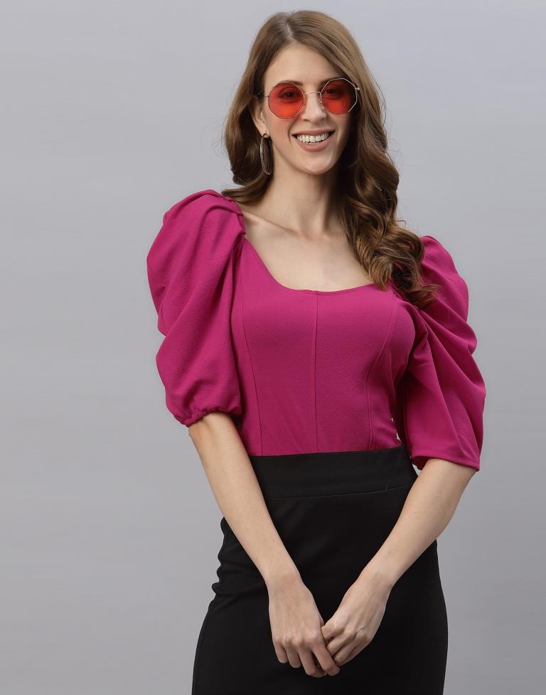 Magenta Puff Sleeve Top