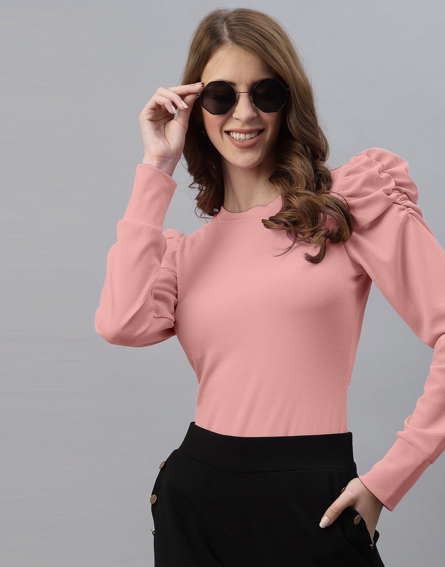 Peach Puff Sleeve Top